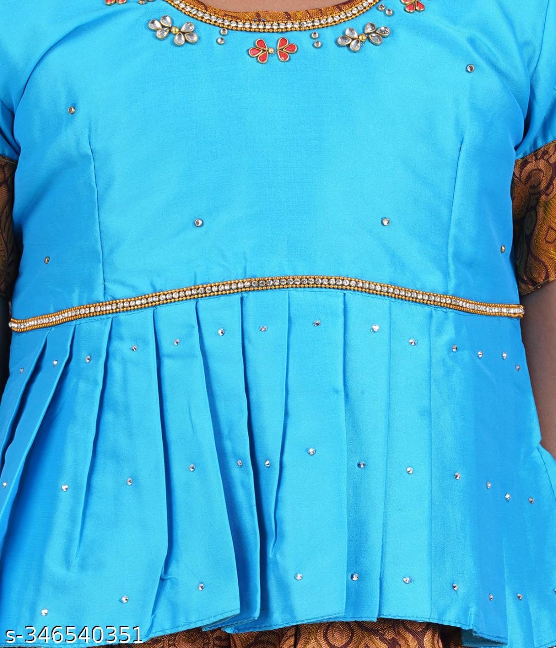 Traditional Gown Pattu Pavadai For Kids With Handmade Stone Work / Lehenga Cholis For Kids