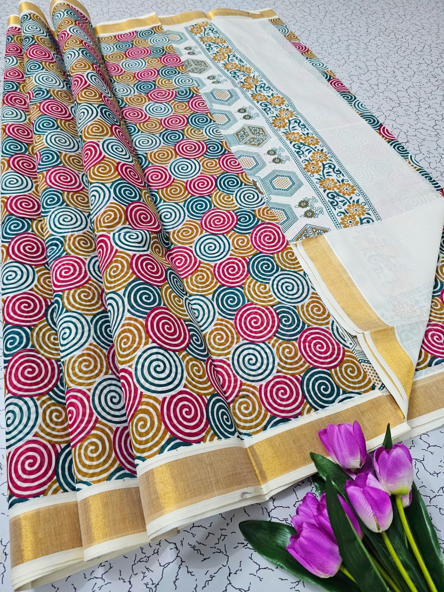 PRINTED WORK Kerala COTTON SAREES