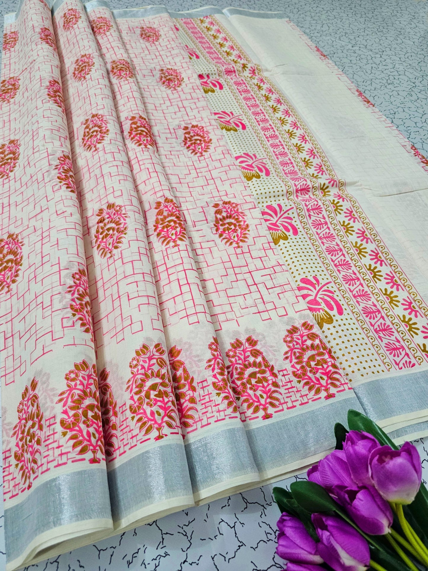 PRINTED WORK Kerala COTTON SAREES