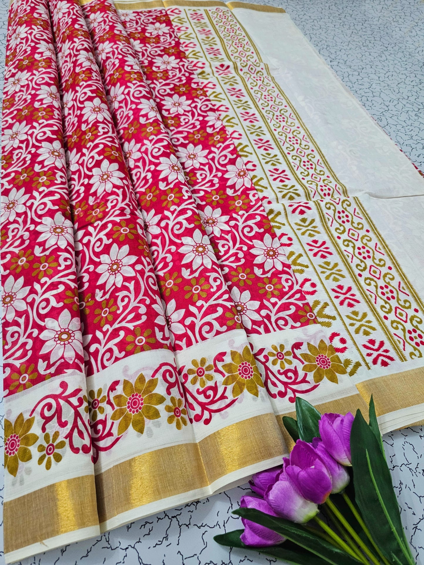 PRINTED WORK Kerala COTTON SAREES