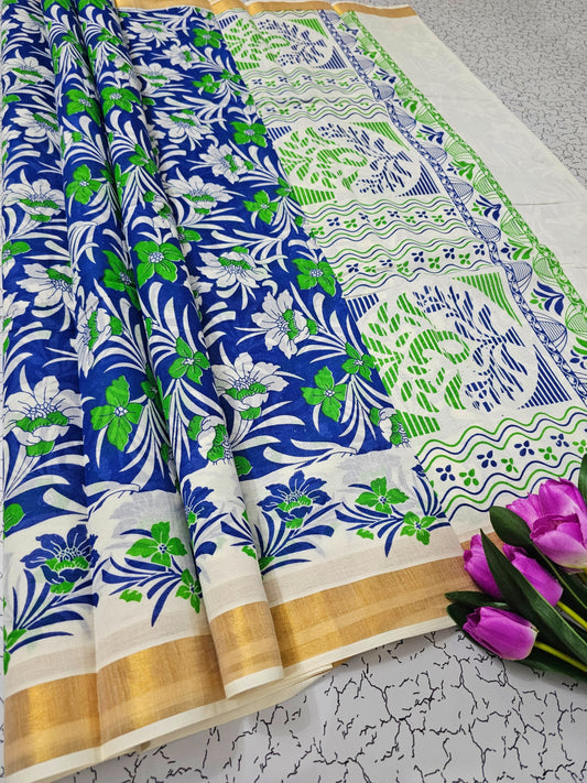 PRINTED WORK Kerala COTTON SAREES