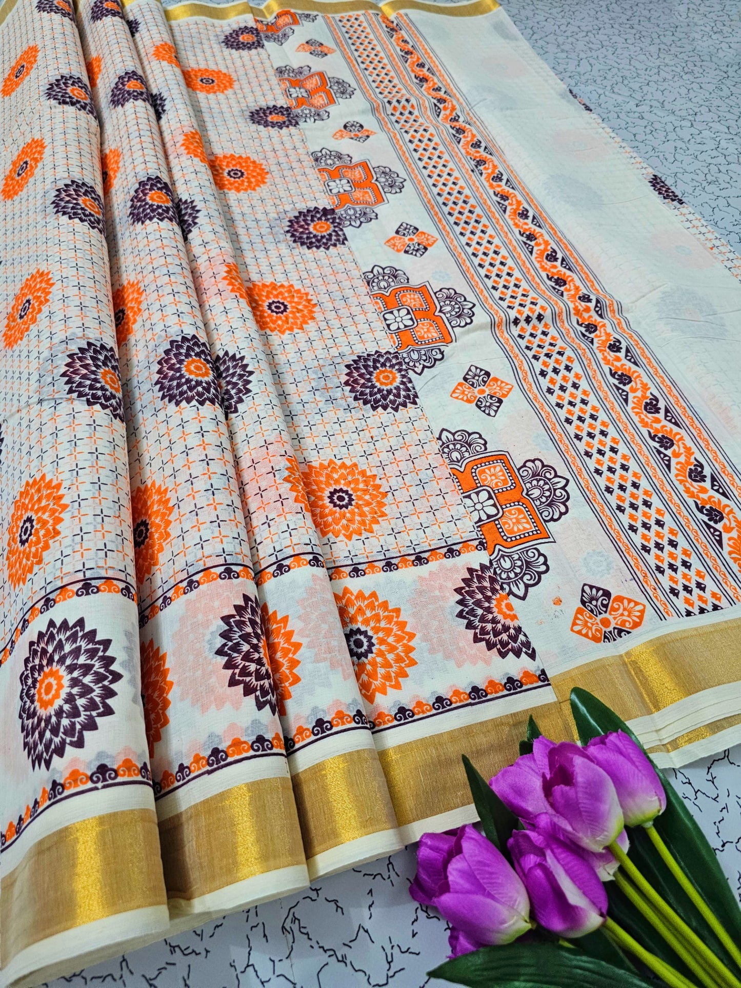 PRINTED WORK Kerala COTTON SAREES