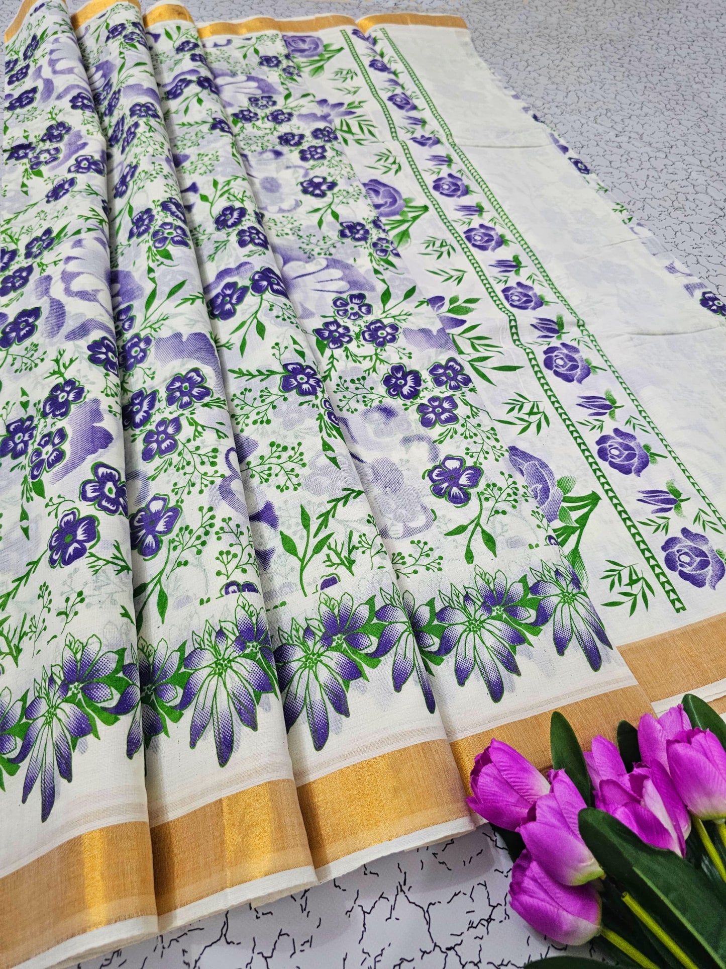 PRINTED WORK Kerala COTTON SAREES