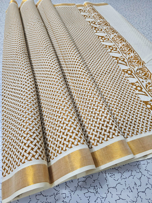 PRINTED WORK Kerala COTTON SAREES