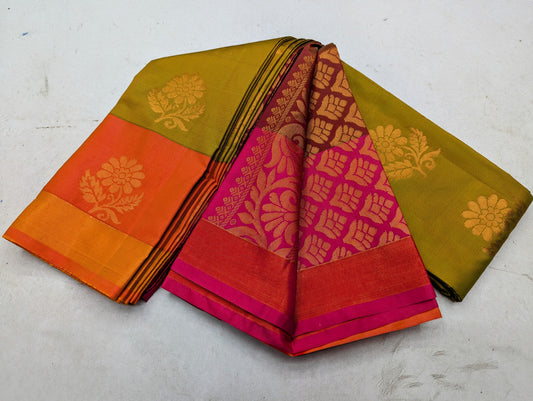 Fancy contrast Border SOFT SILK Sarees _