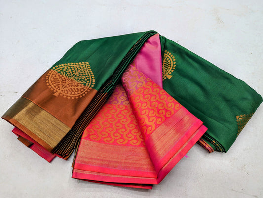 Fancy contrast Border SOFT SILK Sarees _