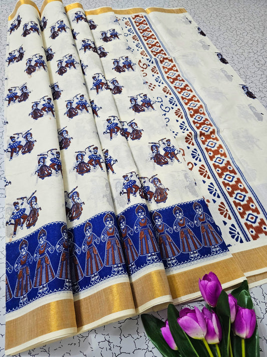 PRINTED WORK Kerala COTTON SAREES