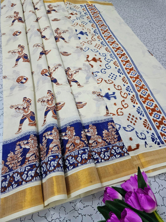 PRINTED WORK Kerala COTTON SAREES