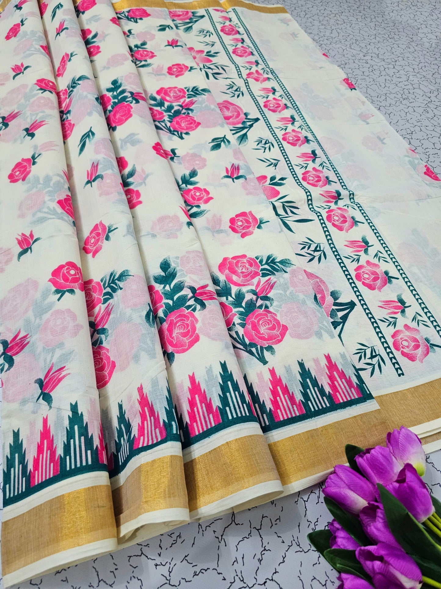 PRINTED WORK Kerala COTTON SAREES