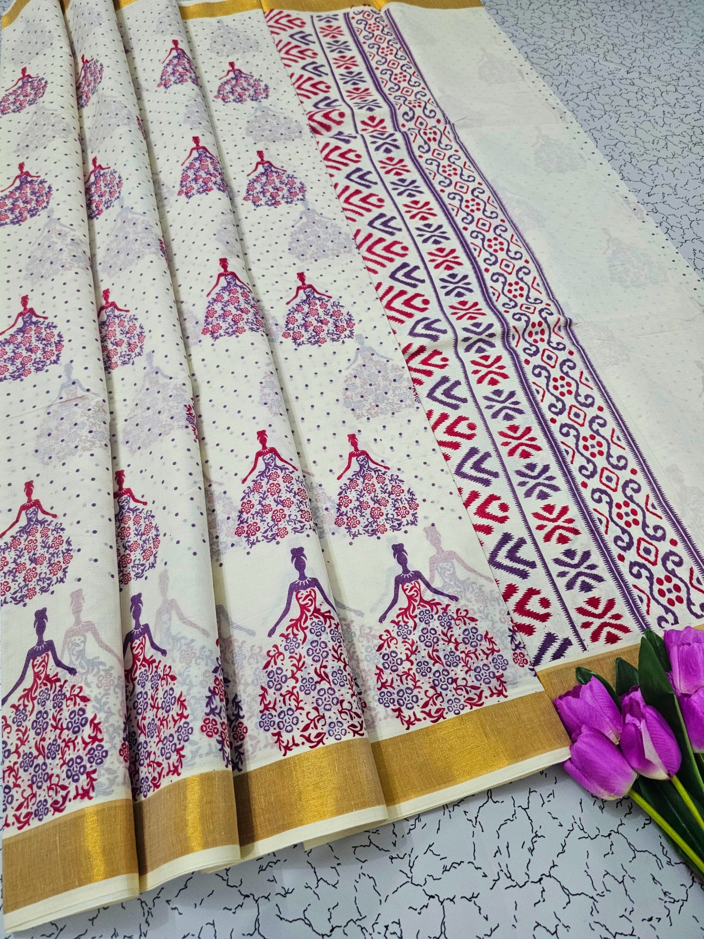 PRINTED WORK Kerala COTTON SAREES