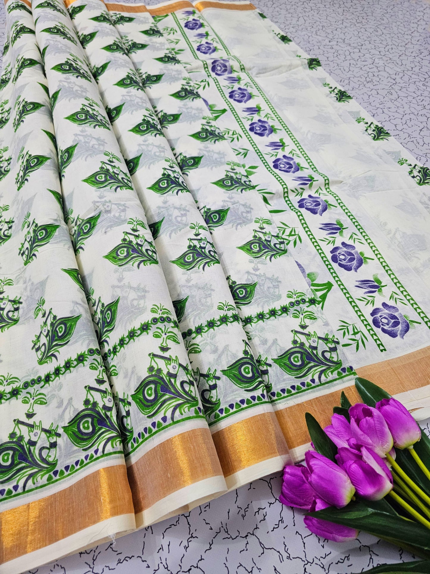 PRINTED WORK Kerala COTTON SAREES