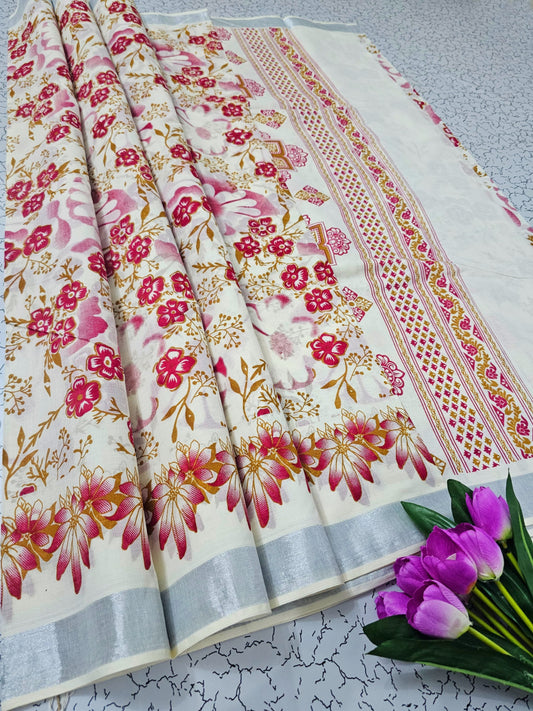 PRINTED WORK Kerala COTTON SAREES