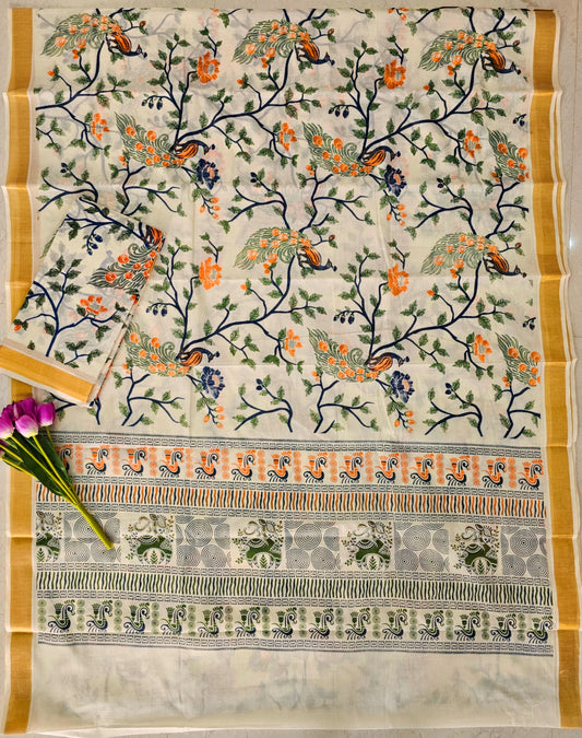 PRINTED WORK Kerala COTTON SAREES