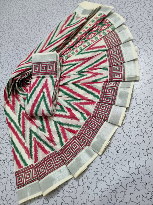 PRINTED WORK Kerala COTTON SAREES