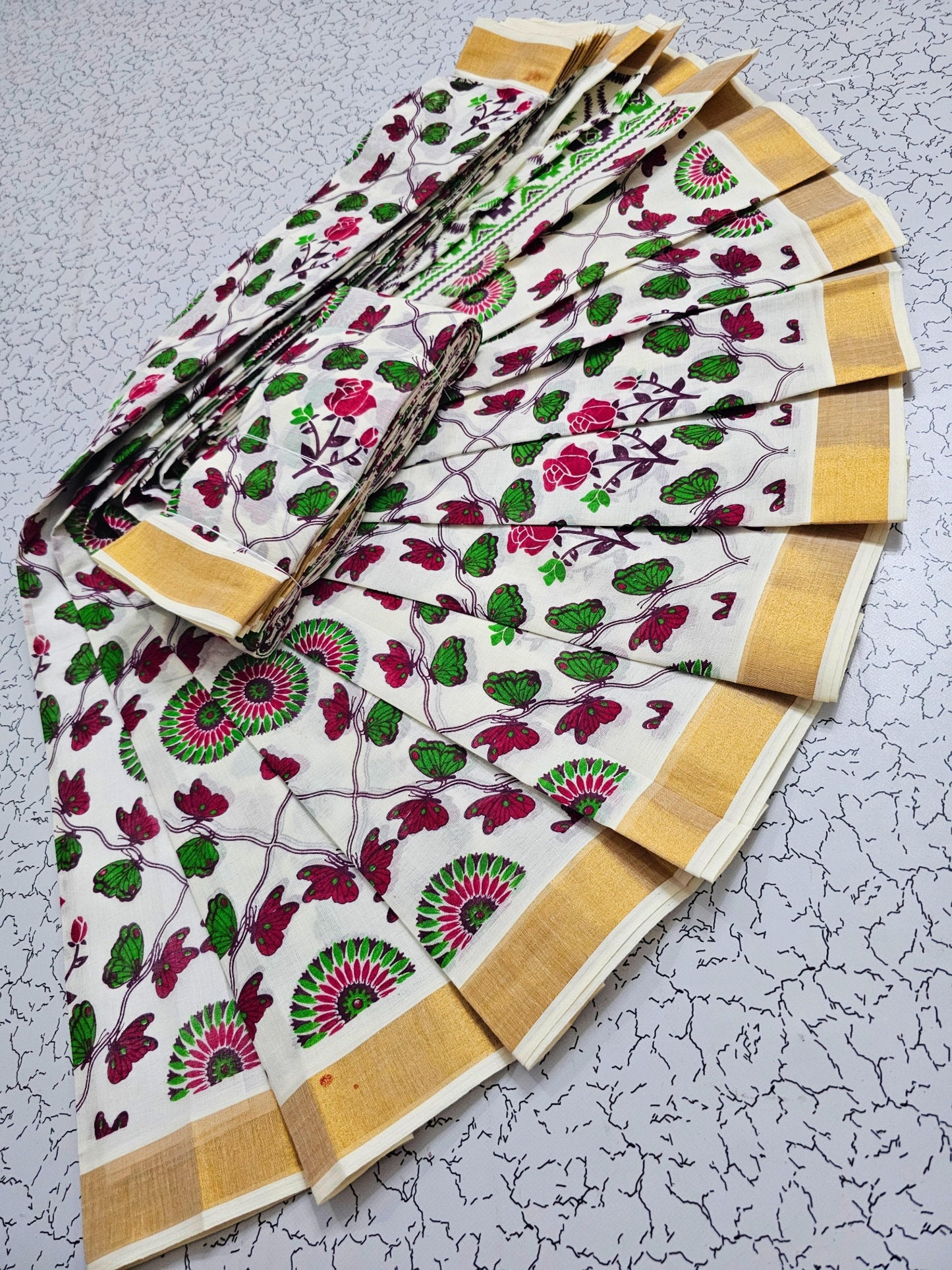 PRINTED WORK Kerala COTTON SAREES