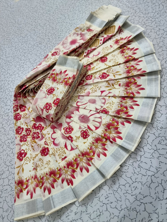 PRINTED WORK Kerala COTTON SAREES