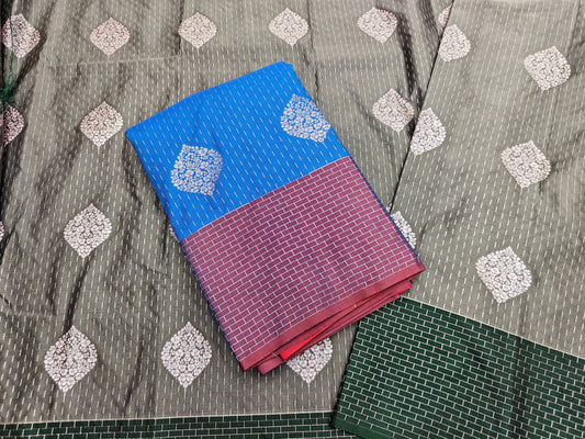 🌺 _Pink Sliver Zari SOFT SILK Sarees _🌺